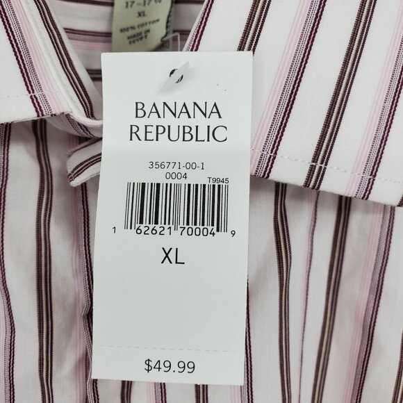 NWT Banana Republic Purple and Pink Striped Collared Dress Shirt Size XL - Picture 2 of 10